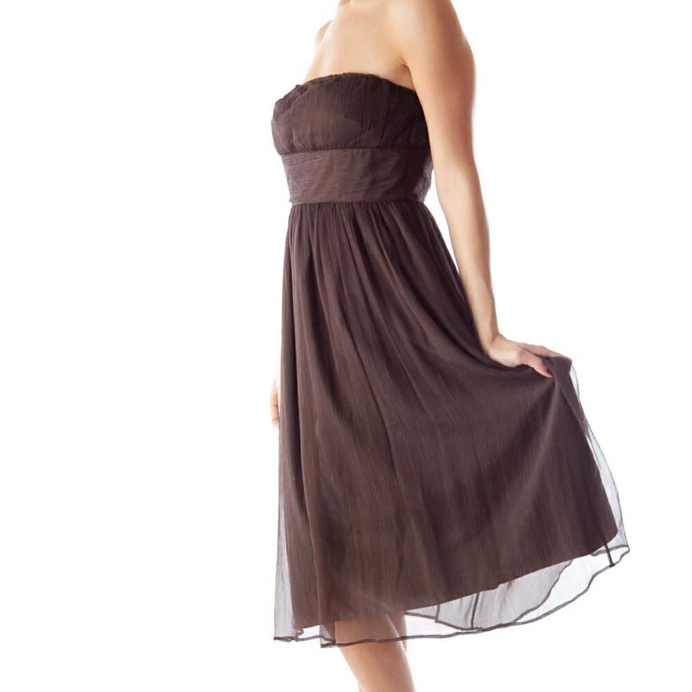 J.Crew Brown Strapless A Line Dress - Picture 3 of 3